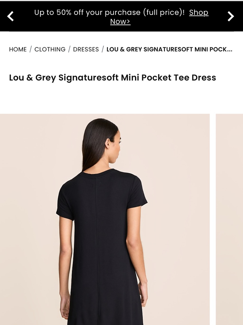 LOFT Black Short-Sleeve Midi Tee Dress